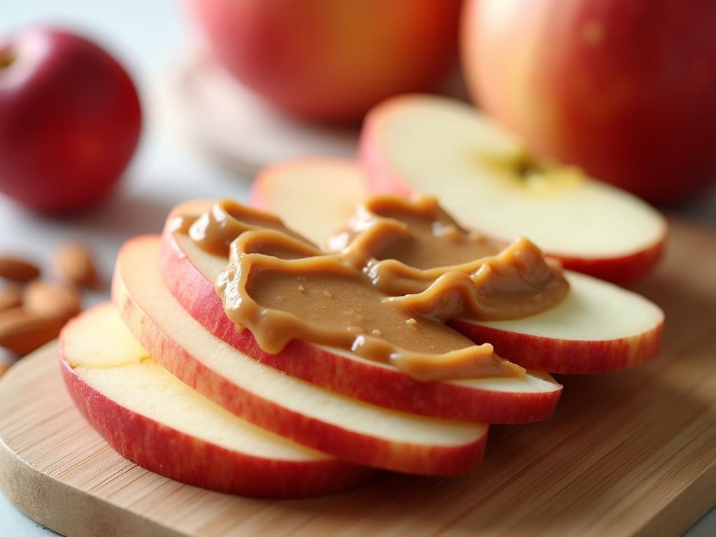 Apple slices with peanut butter - healthy vegan snack day 1
